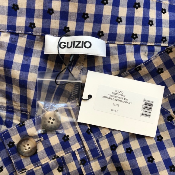 Danielle Guizio Adrian Gingham Pant size S in Blue/Tan Lots of Pockets! NWT - Picture 5 of 5